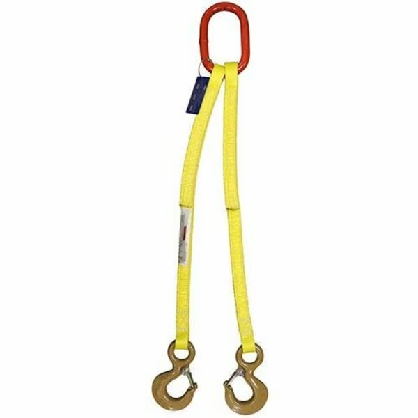 Two Leg Nylon Bridle Slng, One Ply, 2in Web W, 10ft L, Oblong Link to Hook, Safety Latch, 6,000lb, Hsi, Mfr#: DOS-EE1-802-10